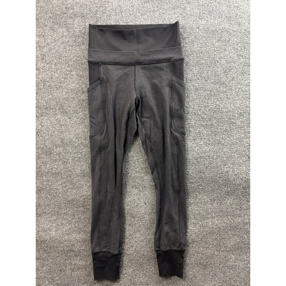 Lululemon Leggings Womens 4 Black Diamond Textured High Rise Side Pockets